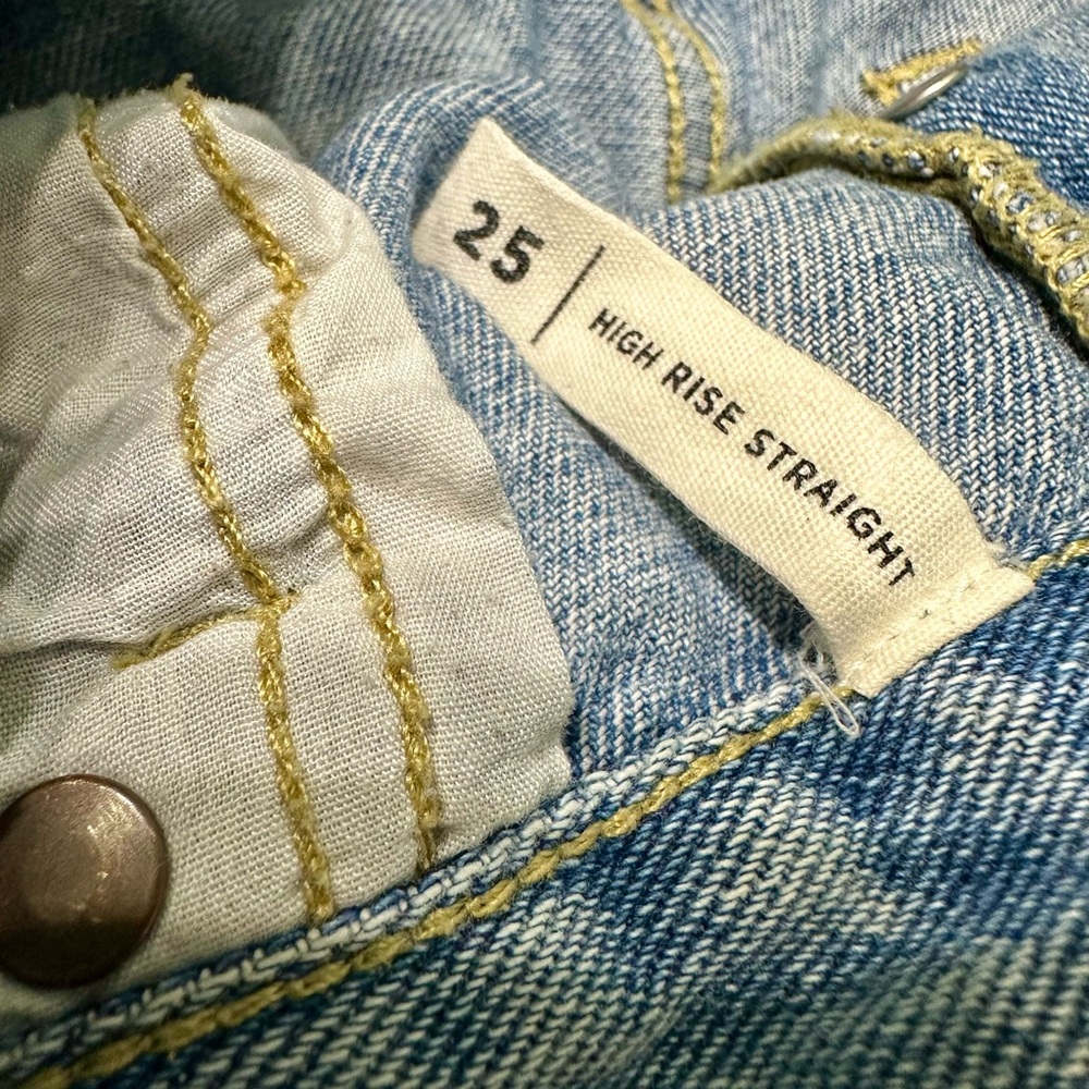 PacSun High Rise‎ Distressed Jeans Raw Hem Light Wash - Picture 7 of 9